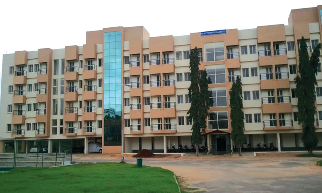 RV group campus architecture and landscaped entry